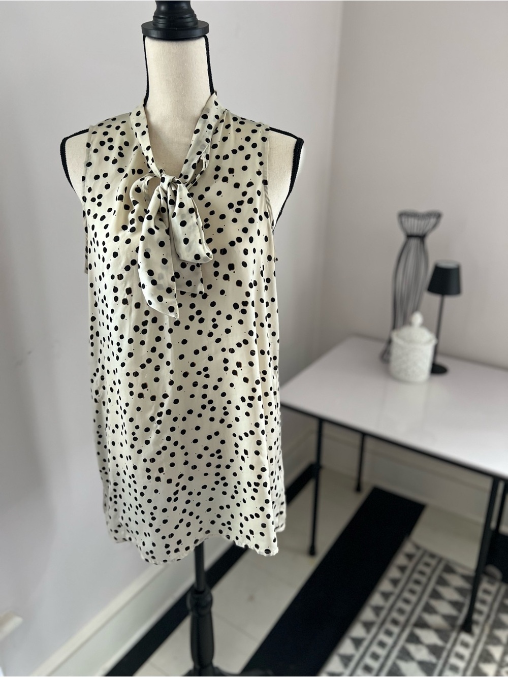 Black & Ivory Polka Dot Backless Tunic